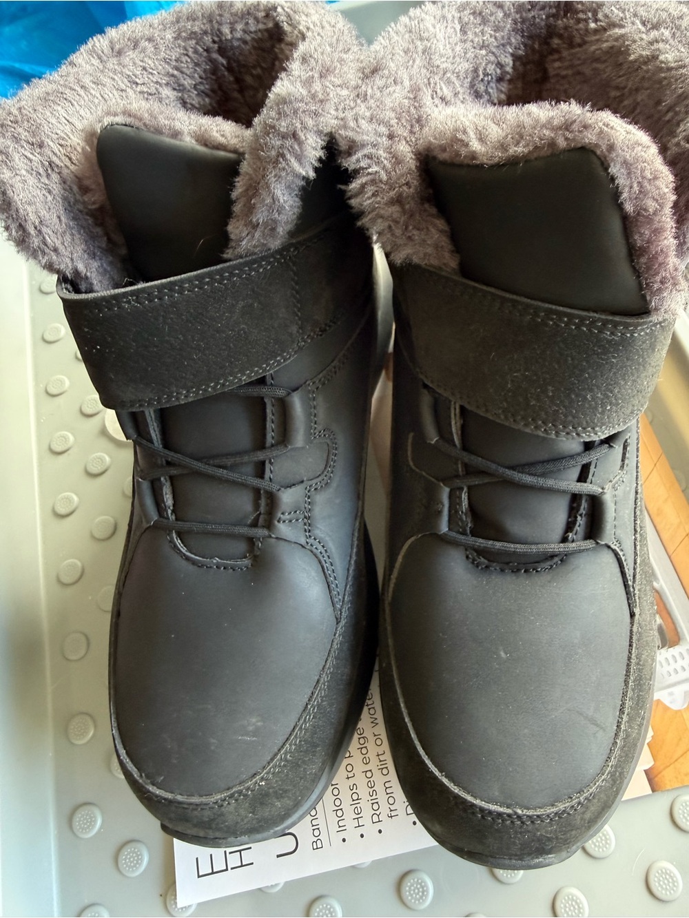 Womens Fitville Black Faux-Fur Lined Winter Boots size 10.5w
